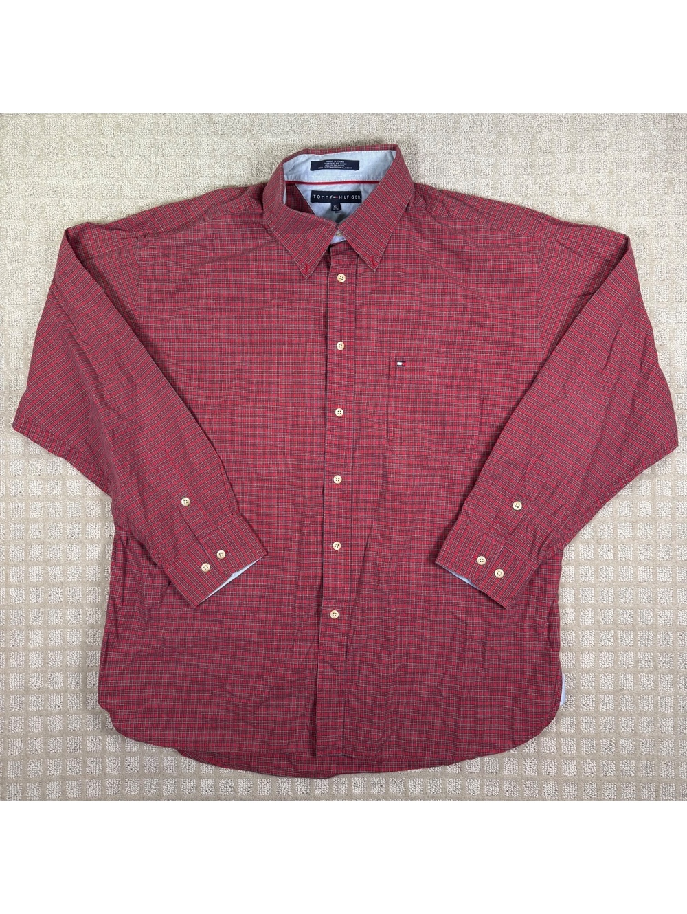 Tommy Hilfiger Red Check Button Front Shirt Xl